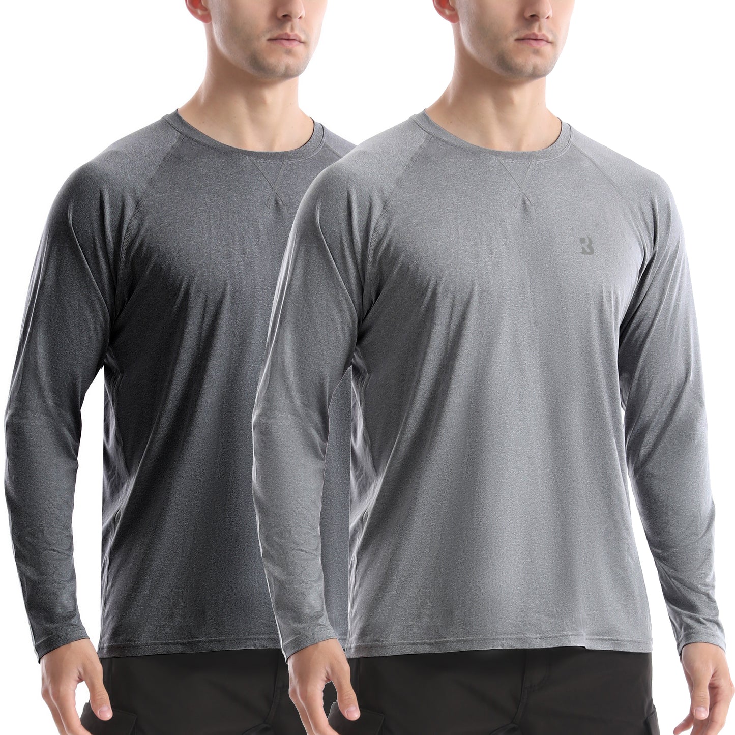 Roadbox UPF 50+ Sun Shirts for Men, UV Protection Long Sleeve Swim Shirt, Lightweight Rash Guard for Fishing Hiking Running