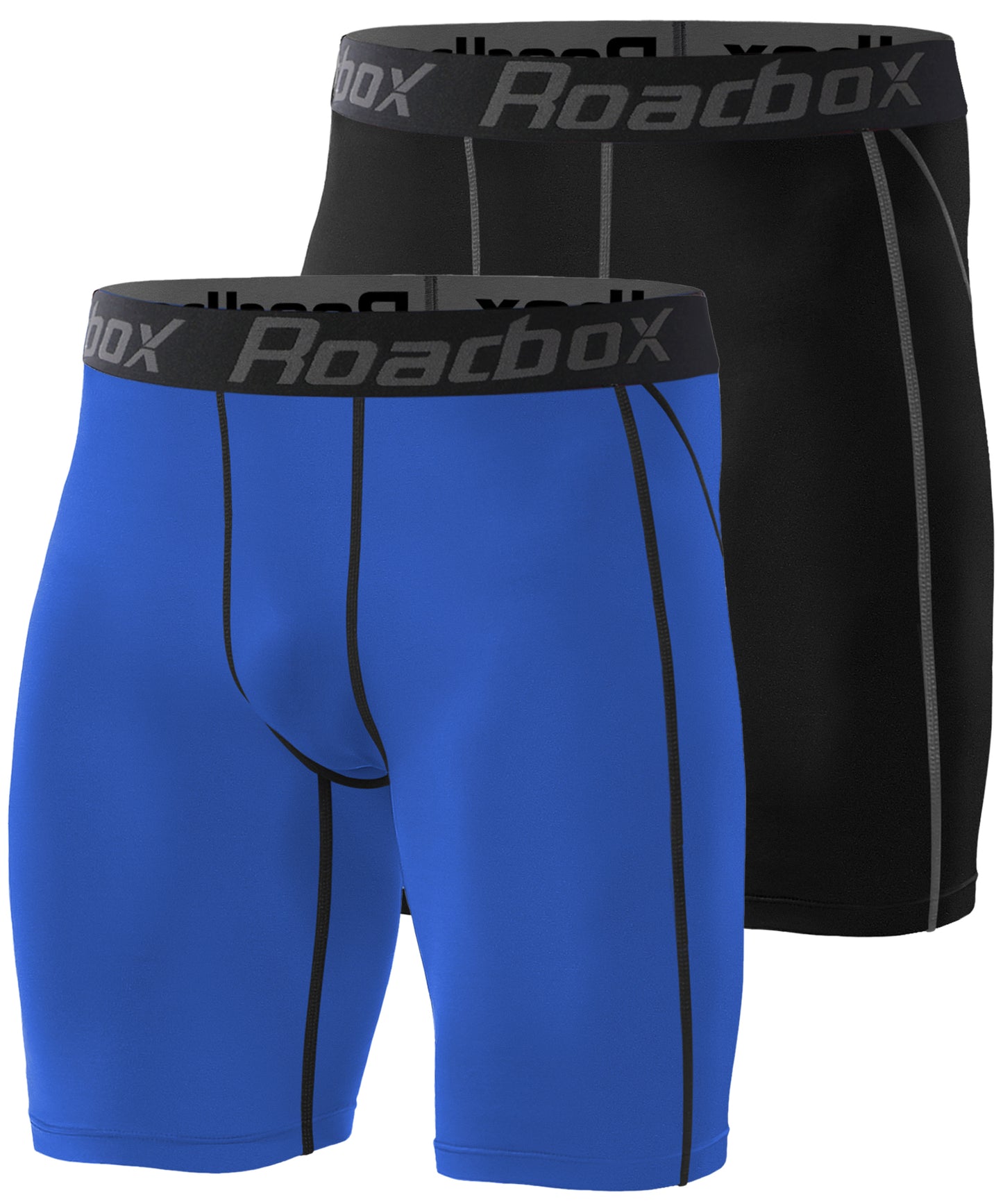 Roadbox 2 Pack Compression Shorts for Men, Athletic Workout Performance Underwear, Running Gym Spandex Sport Base Layer