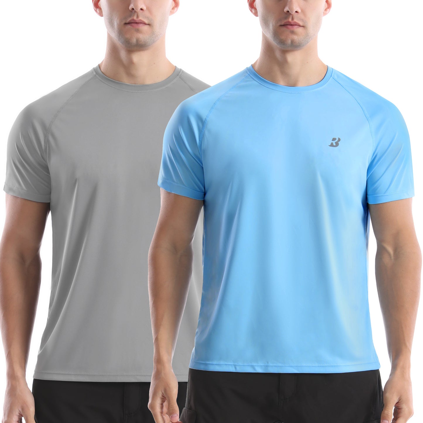 Roadbox Men's Rash Guard Short Sleeve, UPF 50+ UV Sun Protection Swim Shirts, Quick Dry Lightweight Water Surf Beach T-Shirt