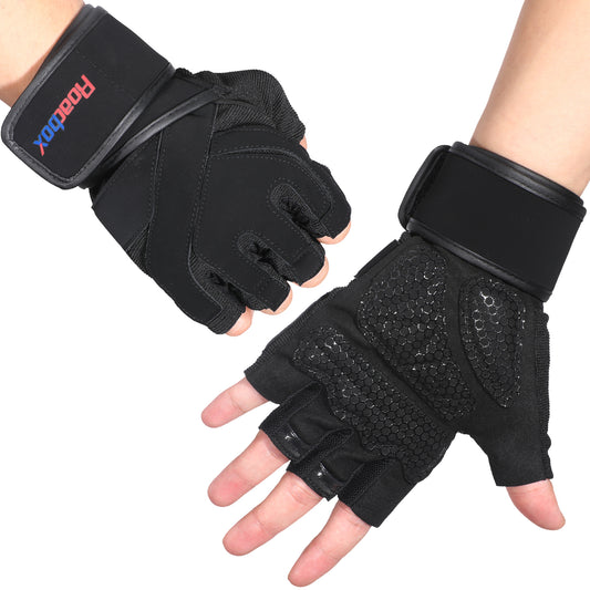 Roadbox Workout Gloves for Men Women - Weight Lifting Gym Execise Padded Anti-Slip Gloves with Extended Wrist Wrap Support