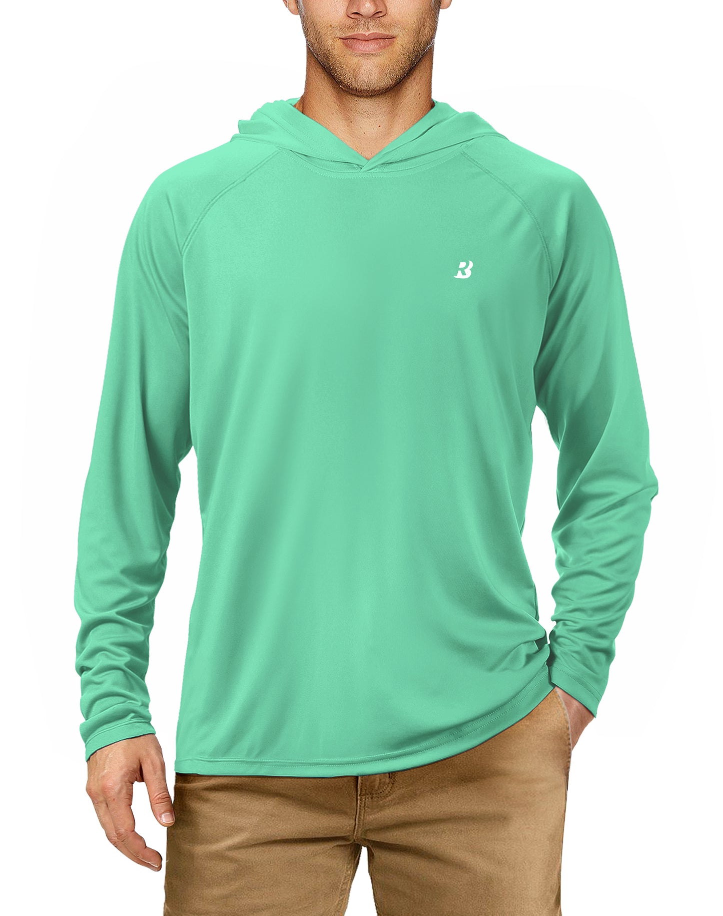 Roadbox Men's Sun Protection Long Sleeve Hoodie UPF 50+ Outdoor UV Fishing Shirts for Workout, Running, Fishing, Hiking