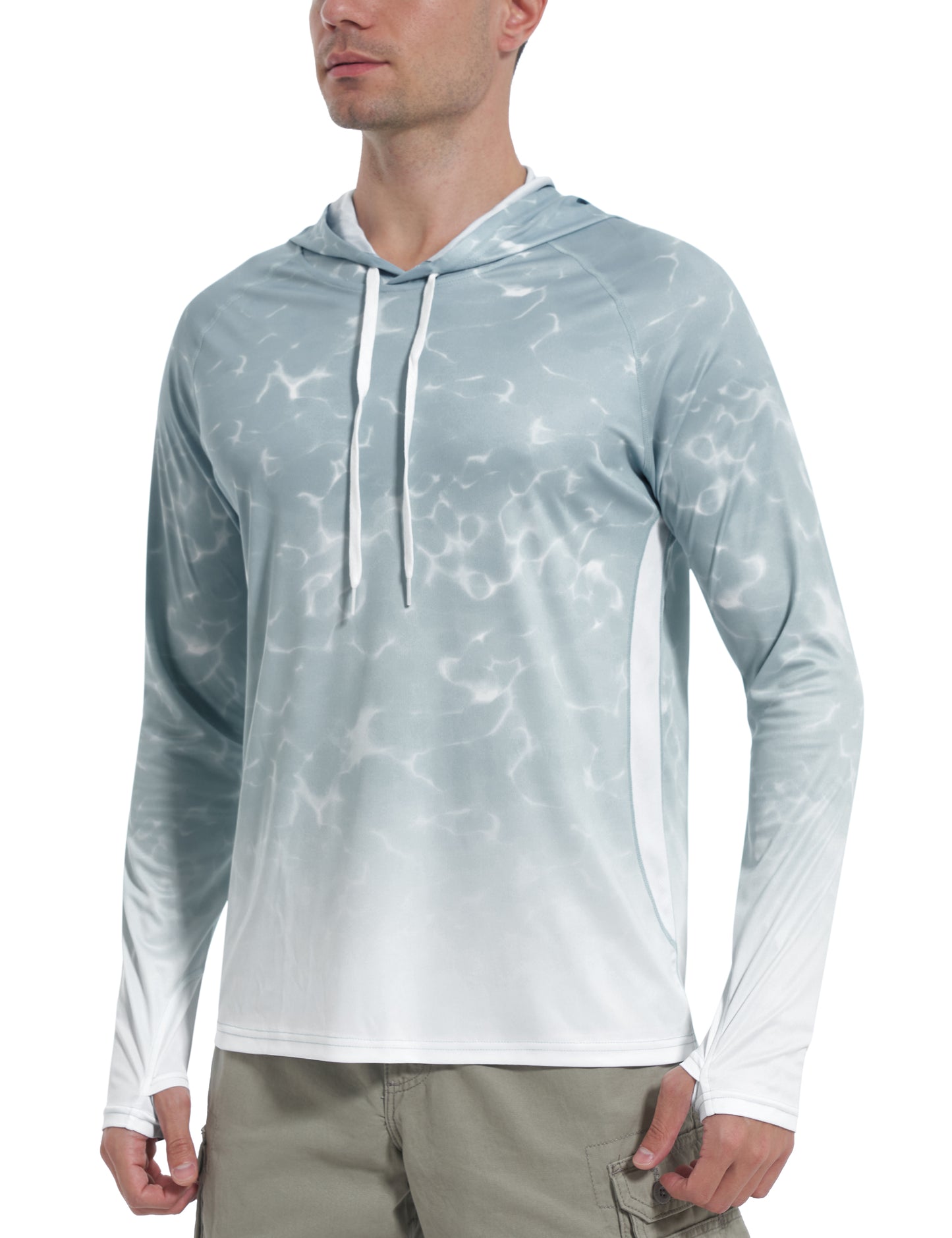 Roadbox Men's UPF 50+ Sun Protection Hoodie Shirts - Outdoor Fishing Long Sleeve Thumbholes T-Shirt Lightweight