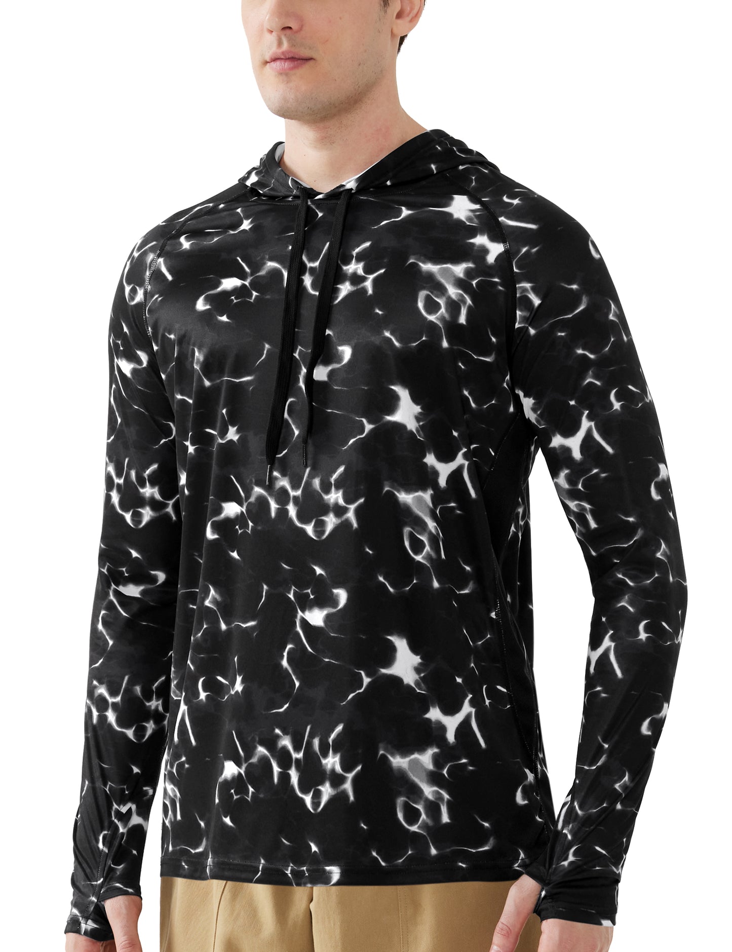 Roadbox Men's UPF 50+ Sun Protection Hoodie Shirts - Outdoor Fishing Long Sleeve Thumbholes T-Shirt Lightweight
