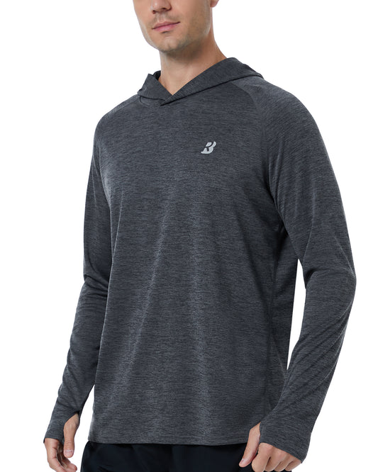 Roadbox UPF 50+ Fishing Shirts for Men, Long Sleeve UV Sun Protection Lightweight Rash Guard Hoodie for Hiking Workout