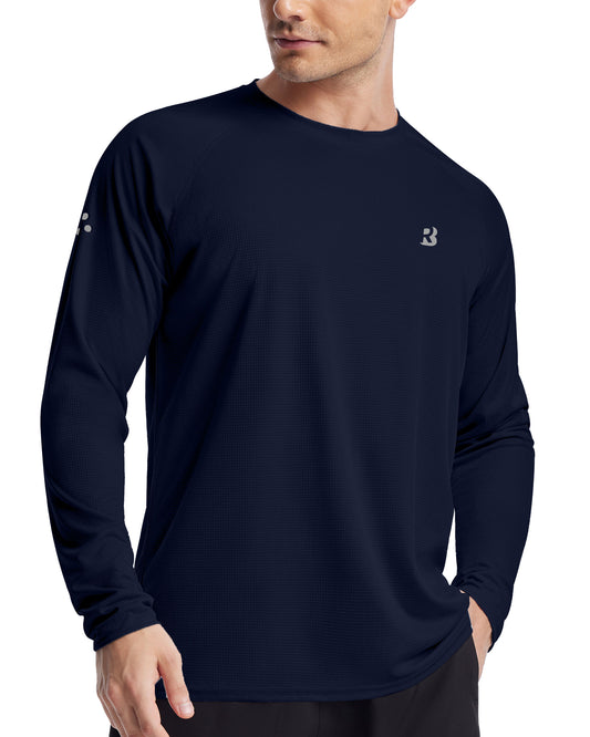 Roadbox Men's UPF 50+ Swim Rash Guard, Long Sleeve UV Sun Protection SPF Water Shirts Quick Dry for Outdoor Fishing Hiking