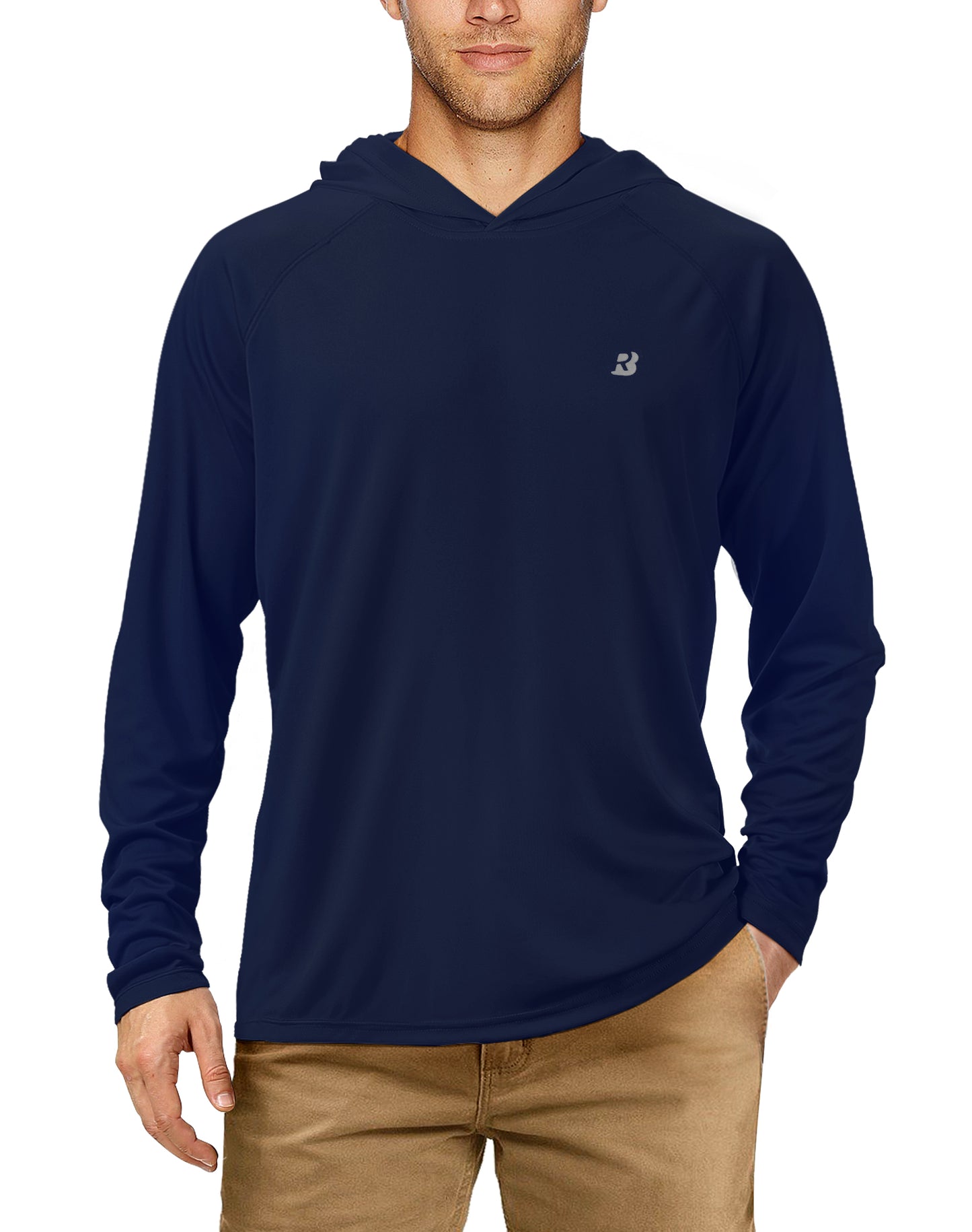 Roadbox Men's Sun Protection Long Sleeve Hoodie UPF 50+ Outdoor UV Fishing Shirts for Workout, Running, Fishing, Hiking