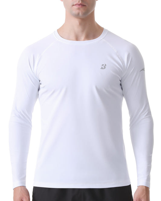 Roadbox Mens UPF 50+ Rash Guard, Long Sleeve Sun Protection Swim Shirt, Quick Dry Fishing Shirts for Beach Surfing Hiking