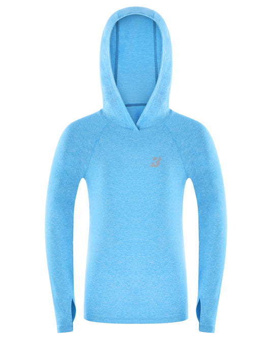 Roadbox Boys Rash Guard Hooded Shirt, Kids UPF 50+ Long Sleeve Hoodie, Youth UV Sun Protection Fishing Beach Shirts