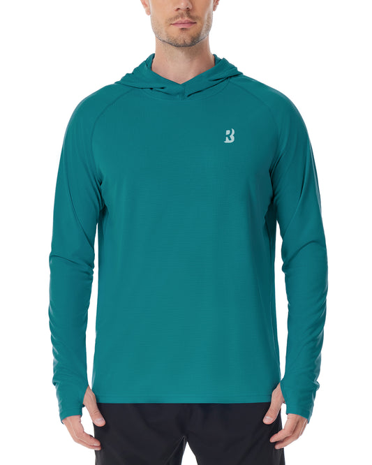 Roadbox Mens UPF 50+ Fishing Shirt, Long Sleeve UV Sun Protection Hoodies, Quick Dry Rash Guard for Hiking Outdoor Working
