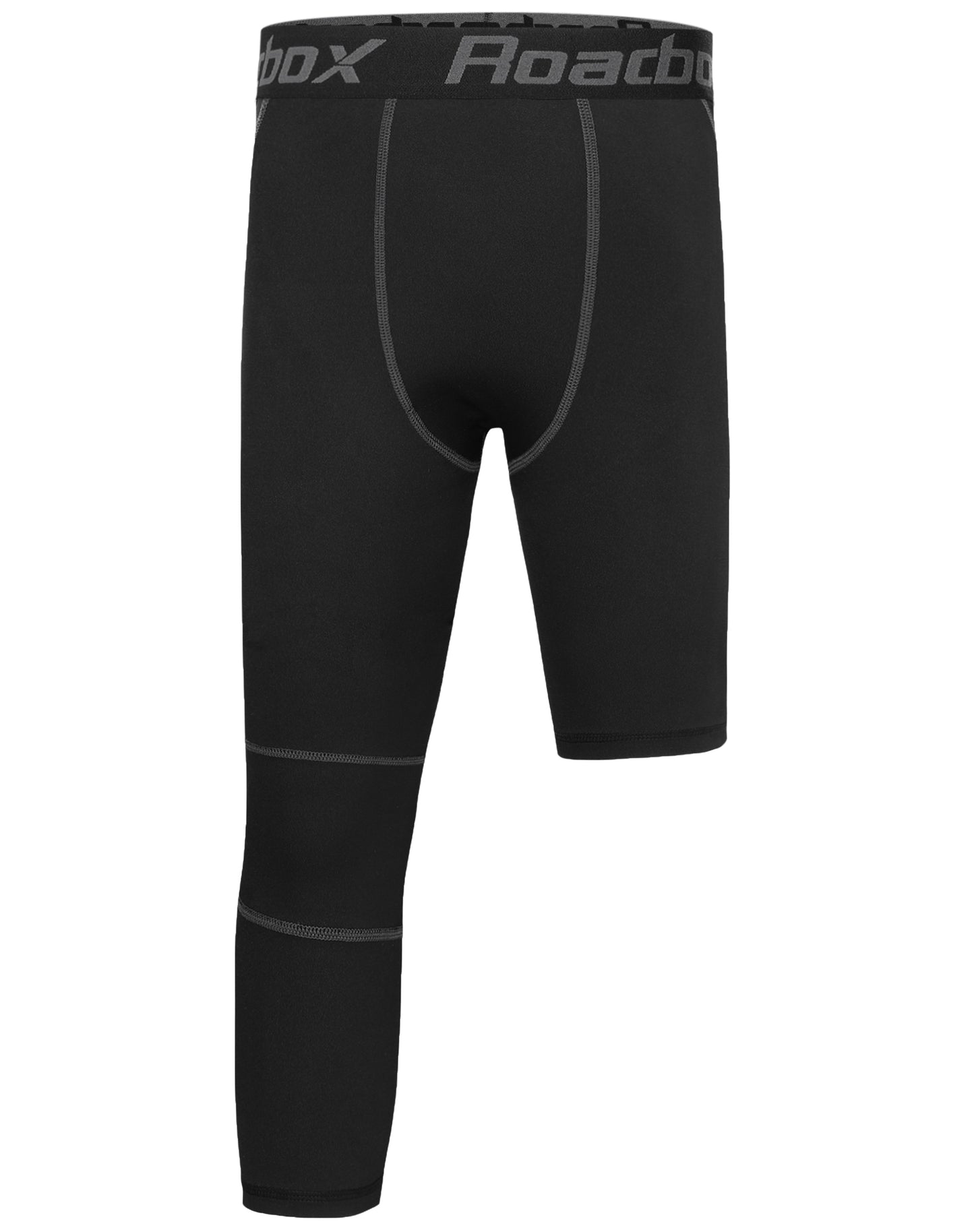 Roadbox Boys One Leg 3/4 Compression Pants 2 Pack - Basketball Tights for Gym Athletic Base Layer Leggings