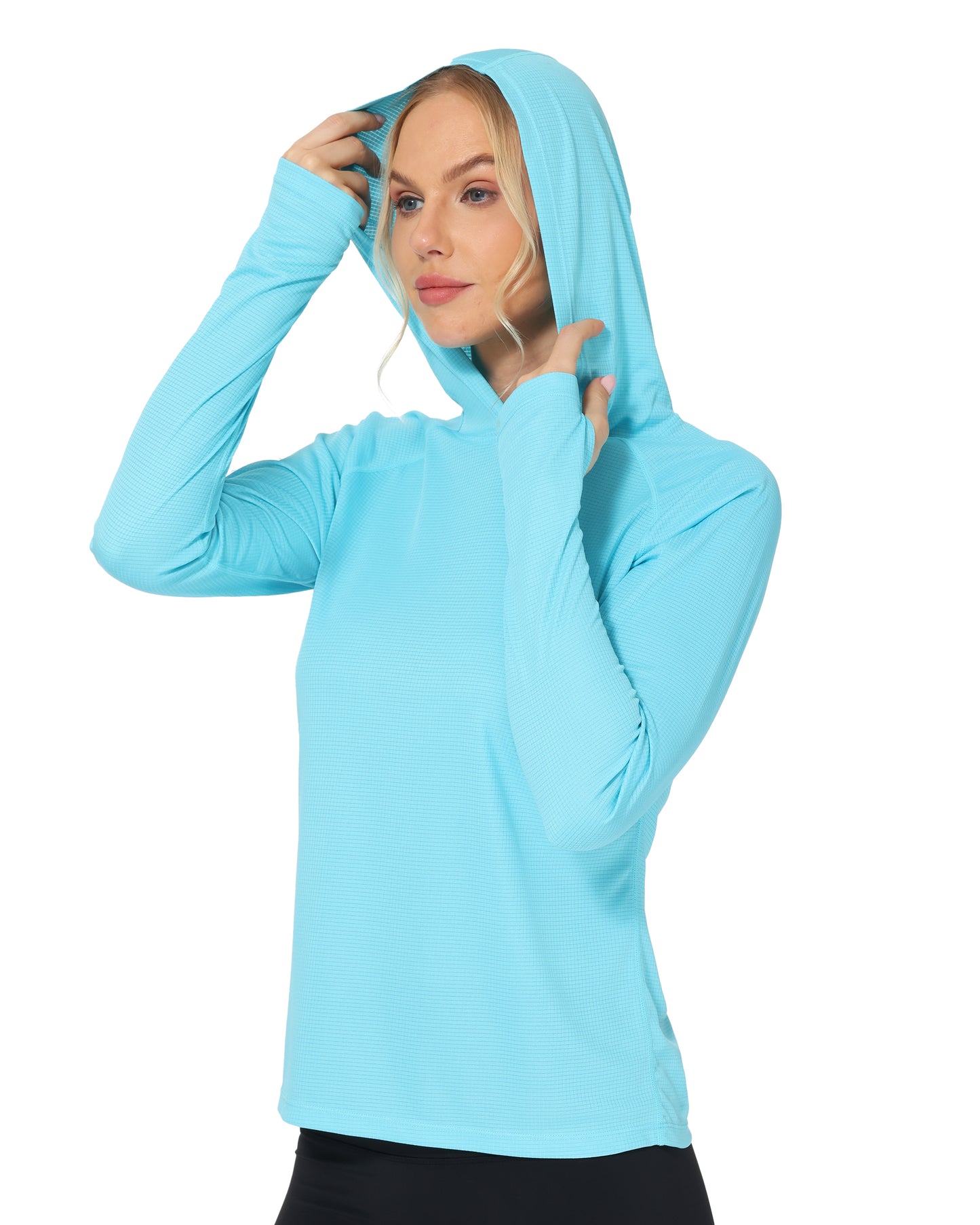 Roadbox Women's Sun Protection Hoodie UPF 50+ Long Sleeve Hiking Fishing Hooded Shirt, UV Rash Guard for Women