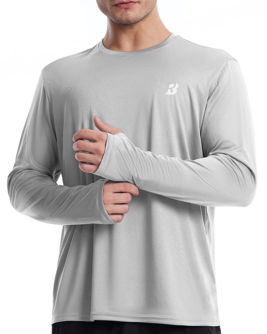 Roadbox Men's UPF 50+ UV Sun Protection Shirts, SPF Long Sleeve Lightweight Water Swim Rash Guard for Fishing Running Hiking