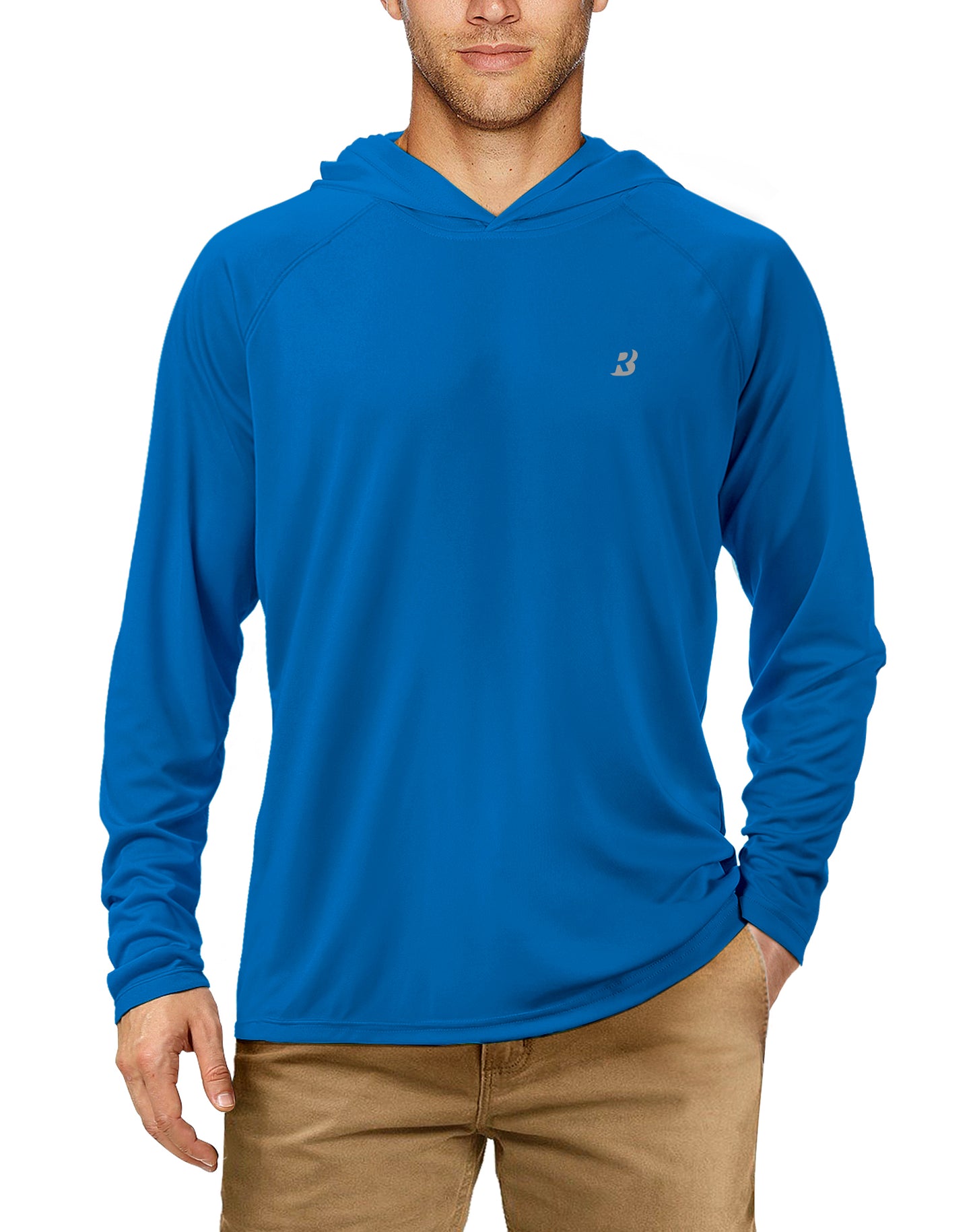 Roadbox Men's Sun Protection Long Sleeve Hoodie UPF 50+ Outdoor UV Fishing Shirts for Workout, Running, Fishing, Hiking