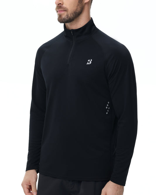 Roadbox UPF 50+ Running Shirts for Men - Long Sleeve Quick Dry 1/4 Zip Pullover for Fishing Outdoor Hiking Athletic Workout