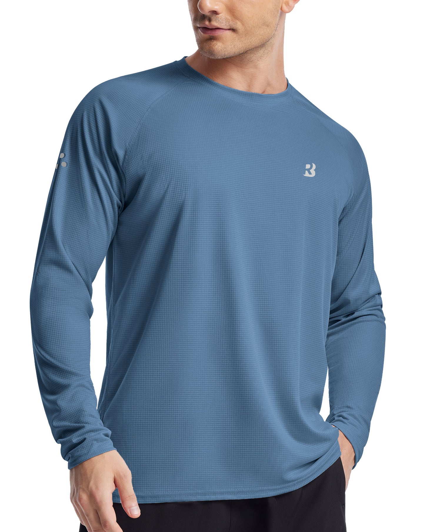 Roadbox Men's UPF 50+ Swim Rash Guard, Long Sleeve UV Sun Protection SPF Water Shirts Quick Dry for Outdoor Fishing Hiking