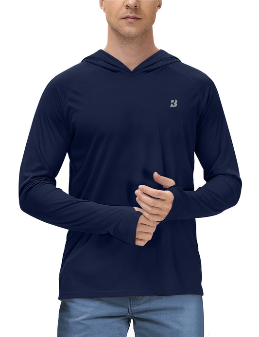 Roadbox Mens UPF 50+ Sun Protection Shirts, Outdoor UV Long Sleeve Fishing Hoodie Shirt for Hiking Running Workout Swimming