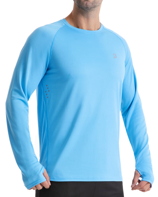 Roadbox Men's UPF 50+ Swim Rash Guard, Long Sleeve UV Sun Protection SPF Water Shirts Quick Dry for Outdoor Fishing Hiking