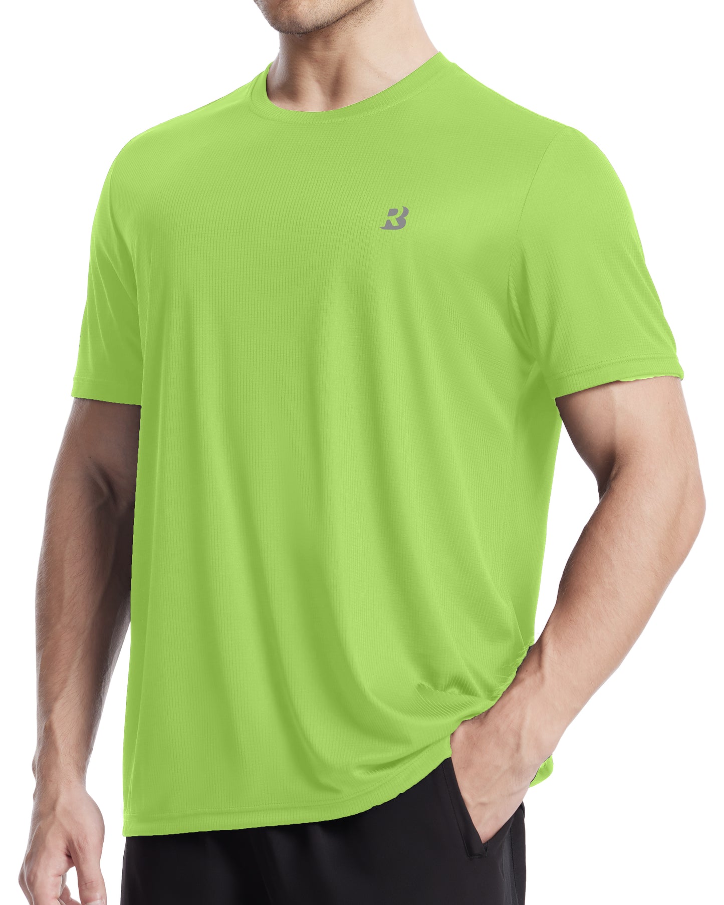 Roadbox Men's UPF 50+ Rash Guard Short Sleeve, Quick Dry UV Sun Protection SPF Athletic Swim Shirts for Workout Running Gym