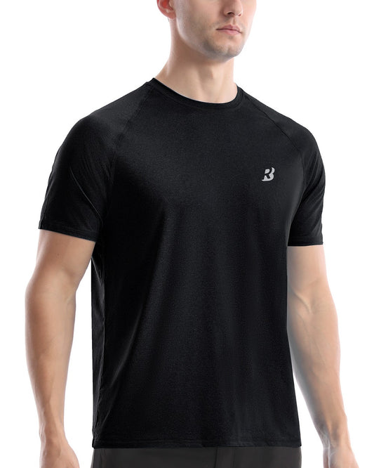 Roadbox Swim Shirts Short Sleeve for Men, Sun Protection UPF 50+ Fishing Rash Guard, UV Gym Workout Shirt for Running Outdoor