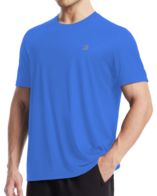 Roadbox Men's Workout Shirts Short Sleeve, Quick Dry Athletic Running T-Shirt, UPF 50+ UV Sun Protection Sports Gym Tee Tops