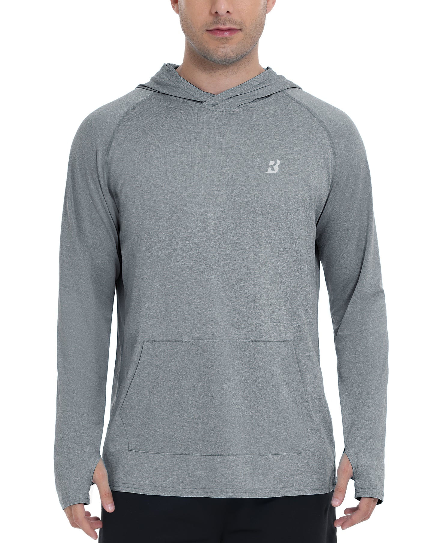 Roadbox UPF 50+ Mens Long Sleeve Fishing Shirts, Sun Protection Athletic Hoodies with Pocket, Outdoor Running Rash Guard
