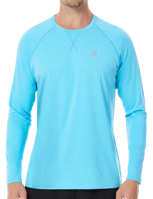 Roadbox UPF 50+ Sun Shirts for Men, UV Protection Long Sleeve Swim Shirt, Lightweight Rash Guard for Fishing Hiking Running