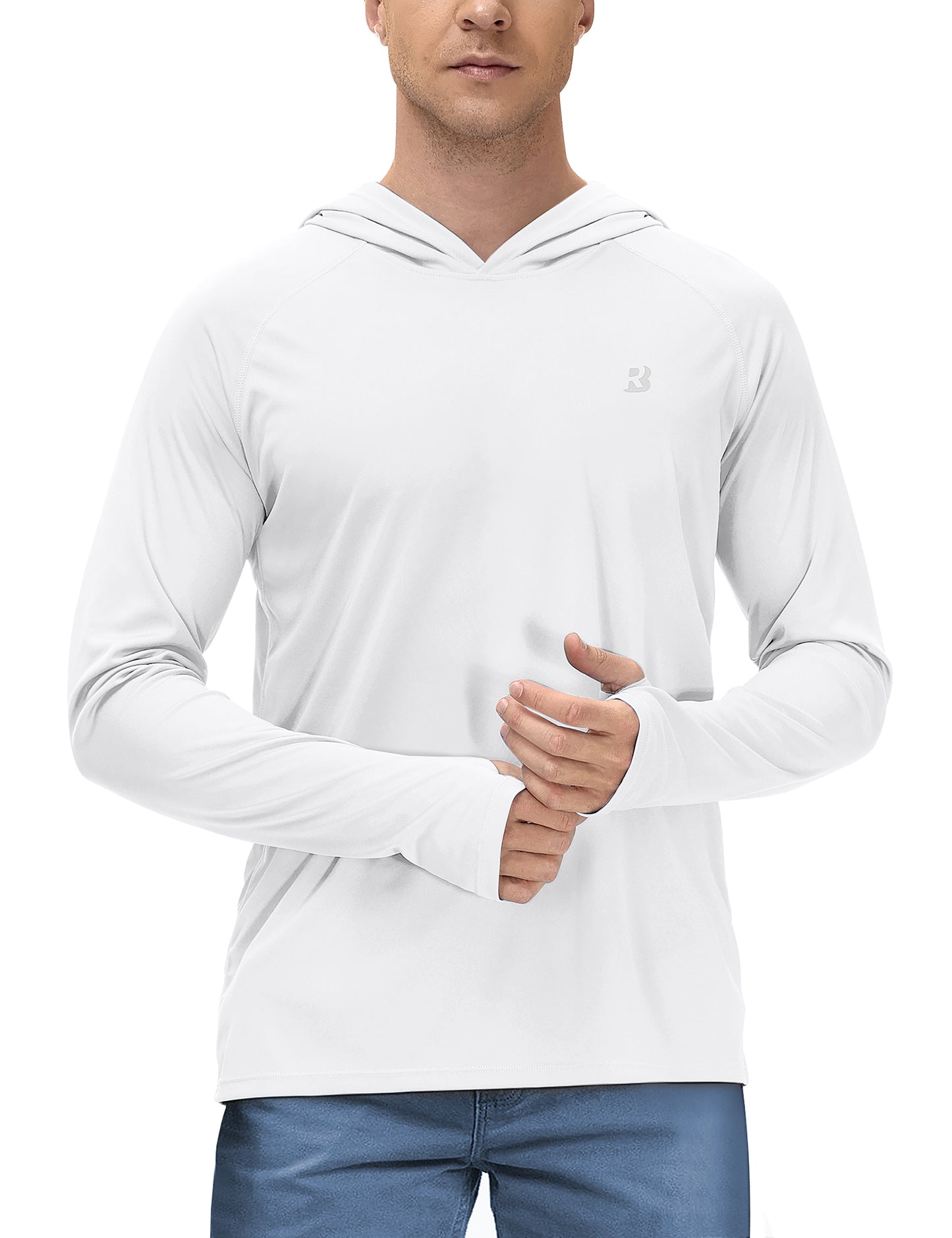 Roadbox Men's Sun Protection Long Sleeve Hoodie UPF 50+ Outdoor UV Fishing Shirts for Workout, Running, Fishing, Hiking