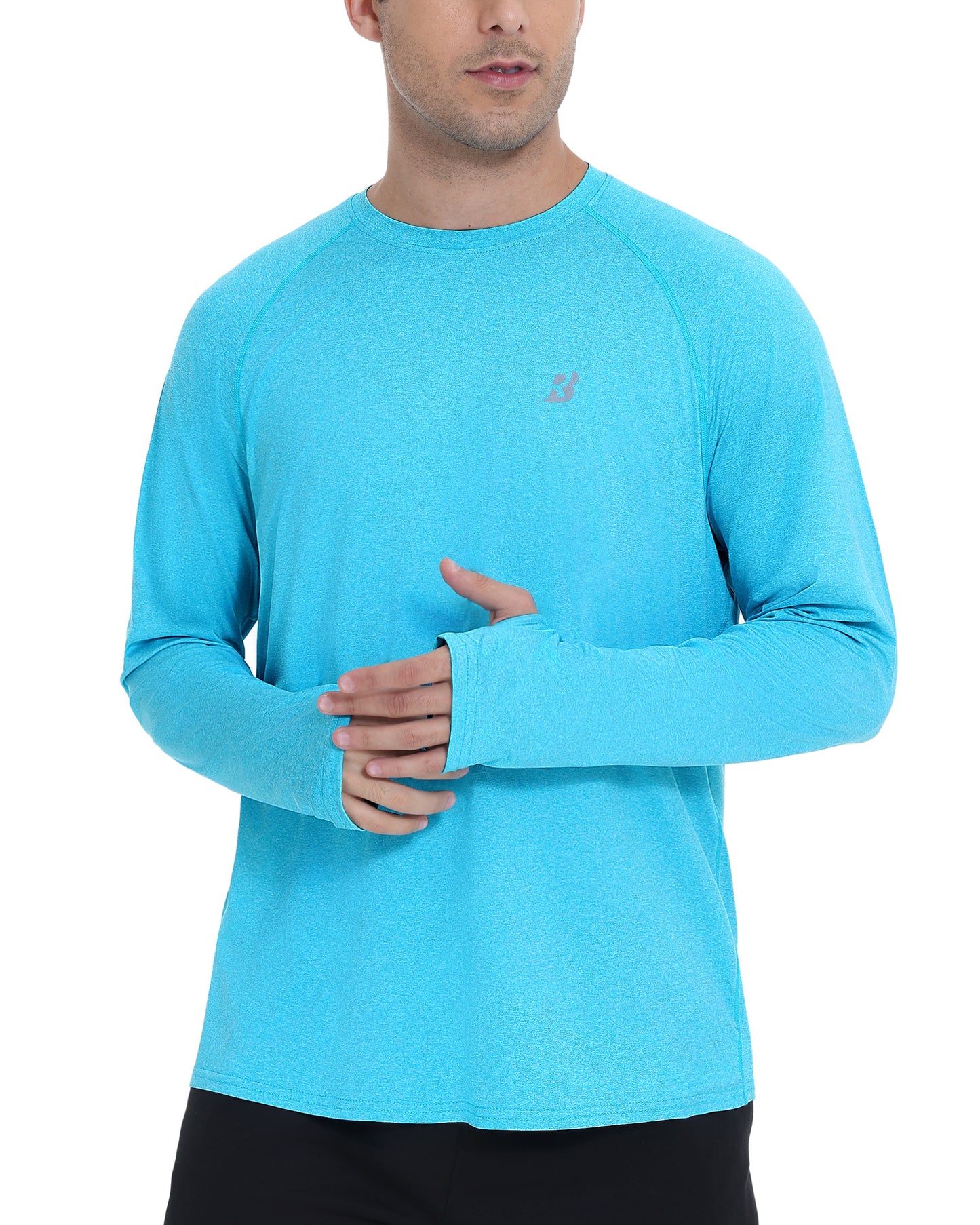 Roadbox UPF 50+ Mens Swim Shirts, Long Sleeve Sun Protection Fishing Rash Guard, Quick Dry UV Hiking Shirt with Thumbhole