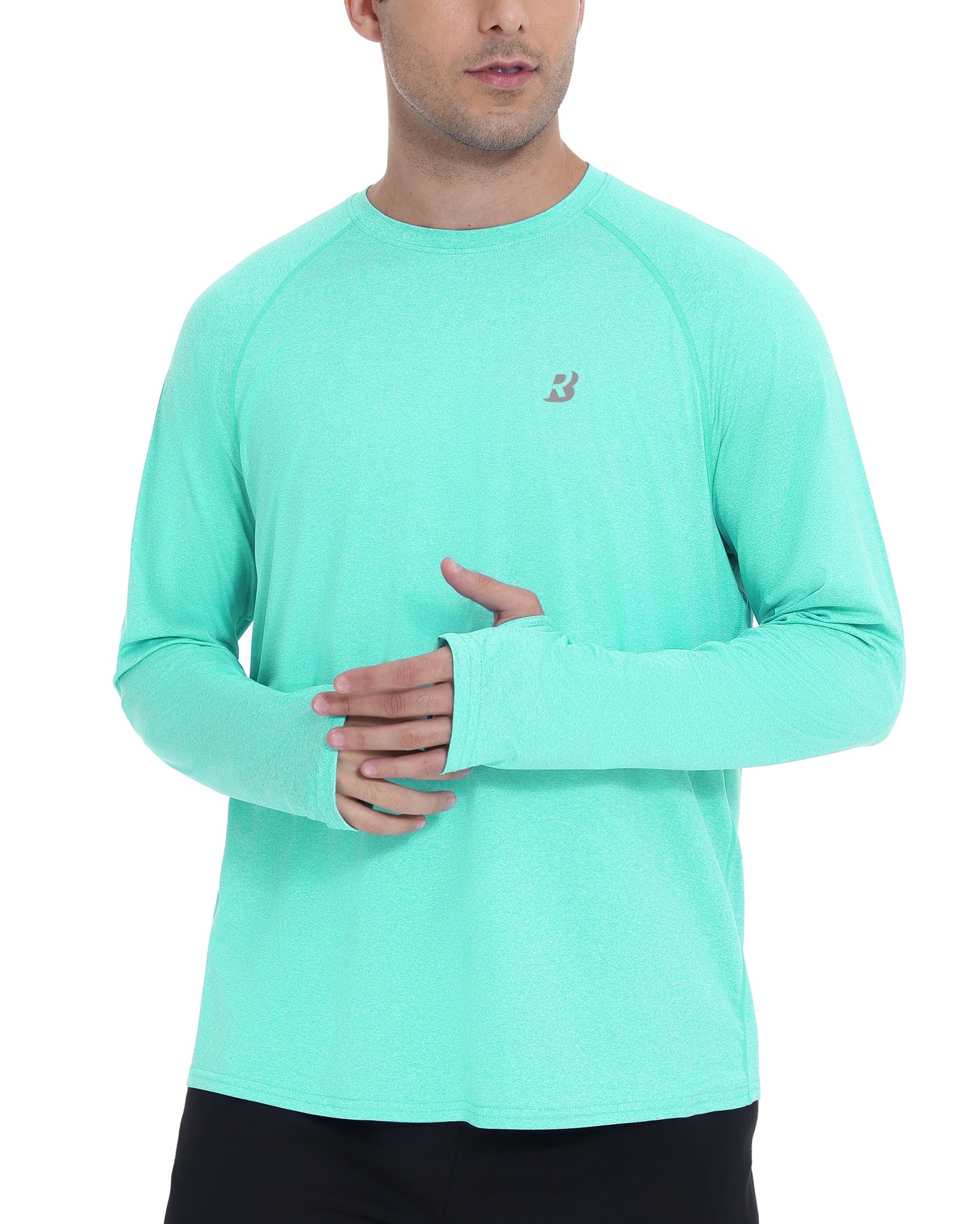 Roadbox UPF 50+ Mens Swim Shirts, Long Sleeve Sun Protection Fishing Rash Guard, Quick Dry UV Hiking Shirt with Thumbhole