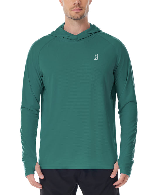 Roadbox Mens UPF 50+ Fishing Shirt, Long Sleeve UV Sun Protection Hoodies, Quick Dry Rash Guard for Hiking Outdoor Working