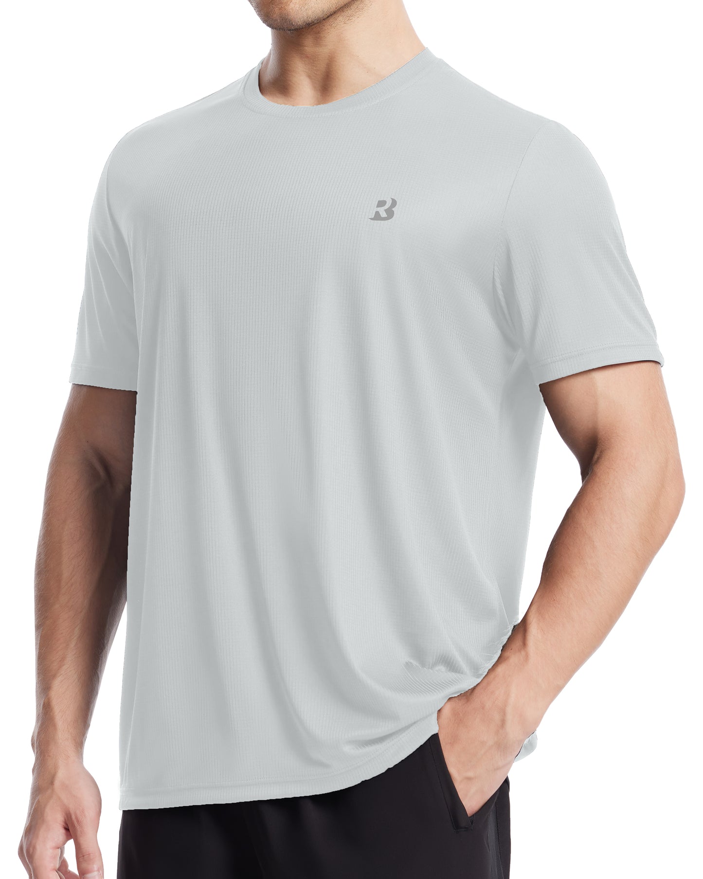 Roadbox Men's UPF 50+ Rash Guard Short Sleeve, Quick Dry UV Sun Protection SPF Athletic Swim Shirts for Workout Running Gym