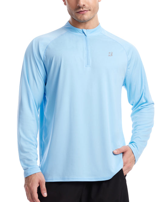 Roadbox Men's 1/4 Zip Pullover Long Sleeve, UPF 50+ UV Sun Protection Shirts, Swim Rash Guard Tops for Running Fishing