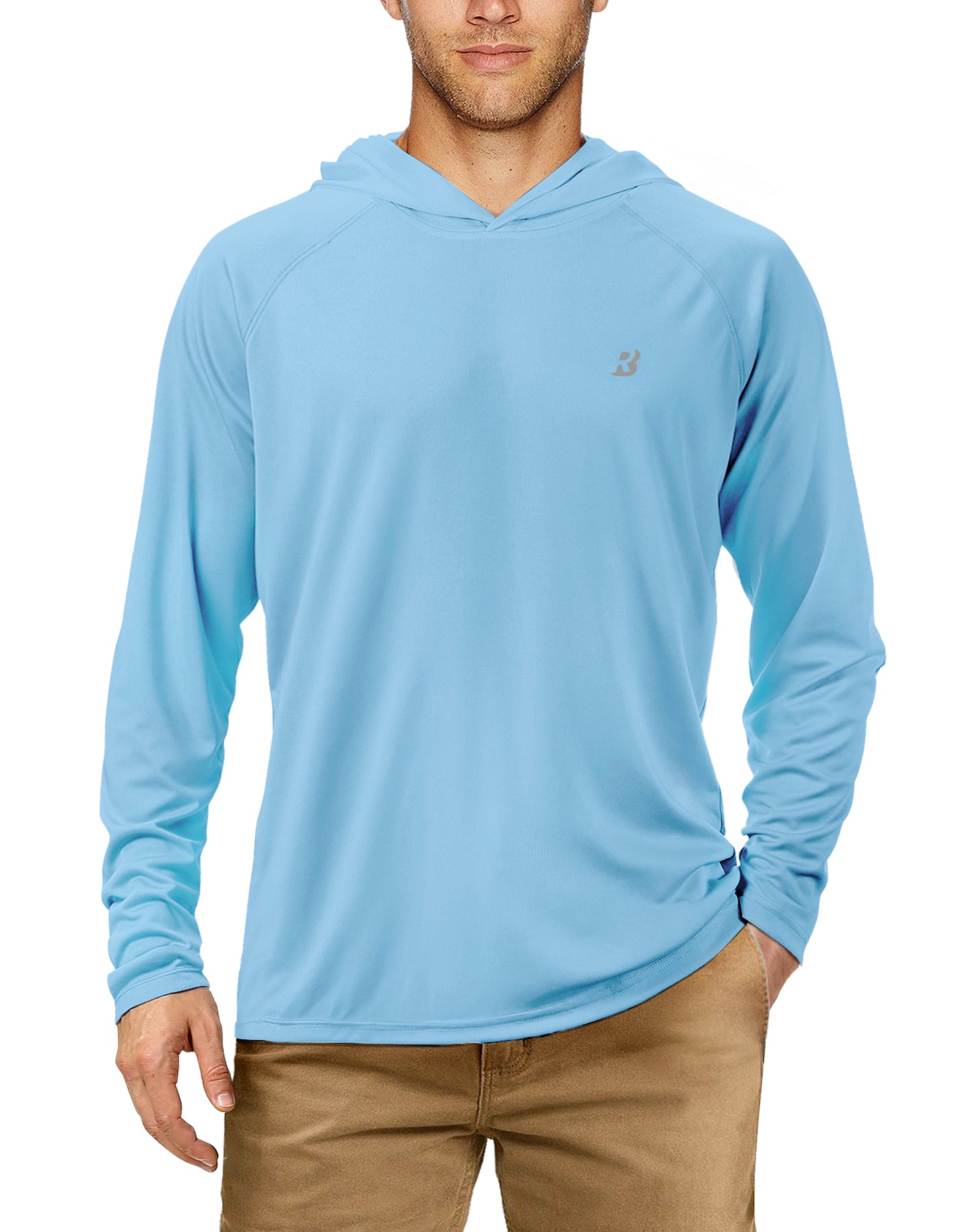 Roadbox Men's Sun Protection Long Sleeve Hoodie UPF 50+ Outdoor UV Fishing Shirts for Workout, Running, Fishing, Hiking