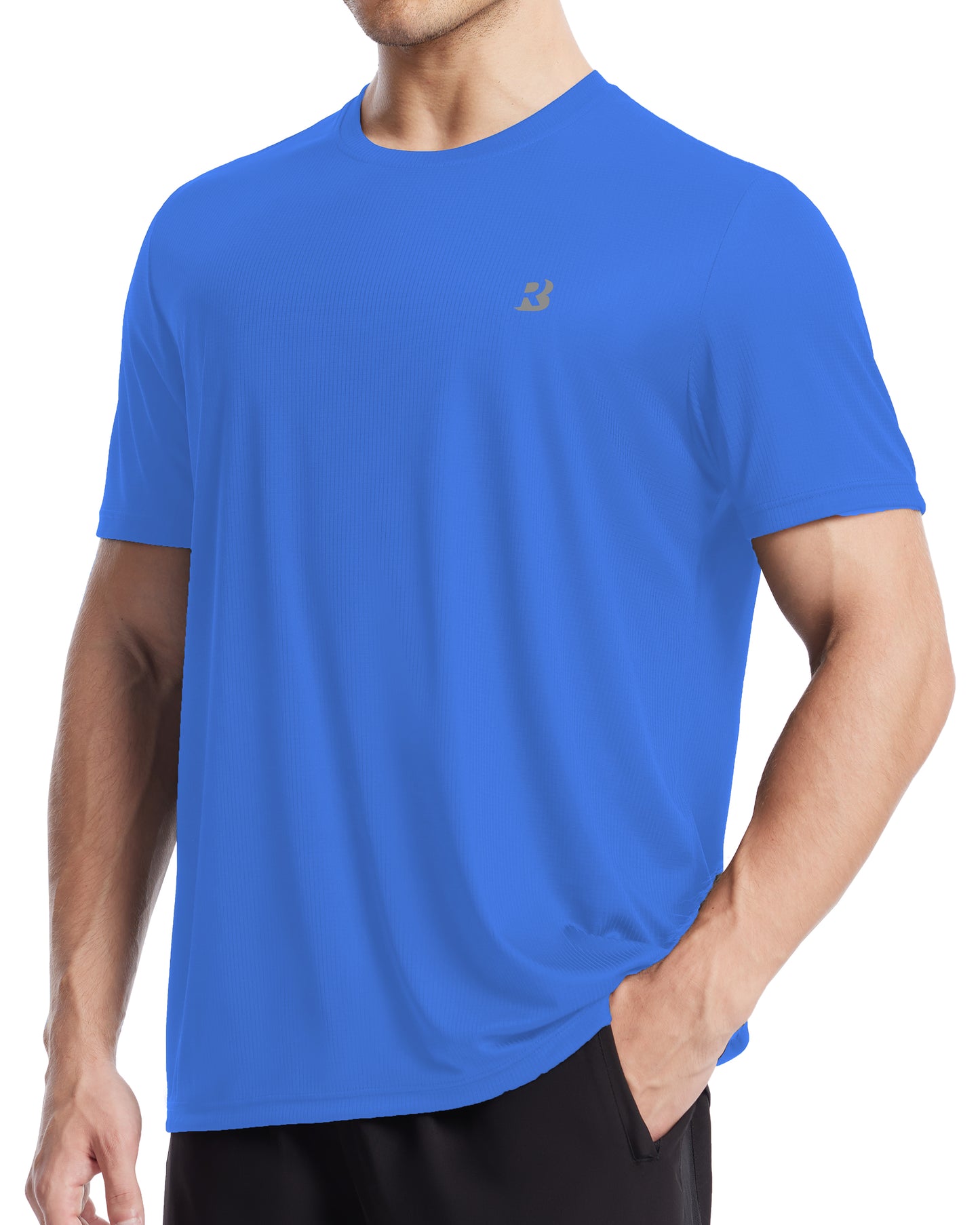 Roadbox Men's UPF 50+ Rash Guard Short Sleeve, Quick Dry UV Sun Protection SPF Athletic Swim Shirts for Workout Running Gym