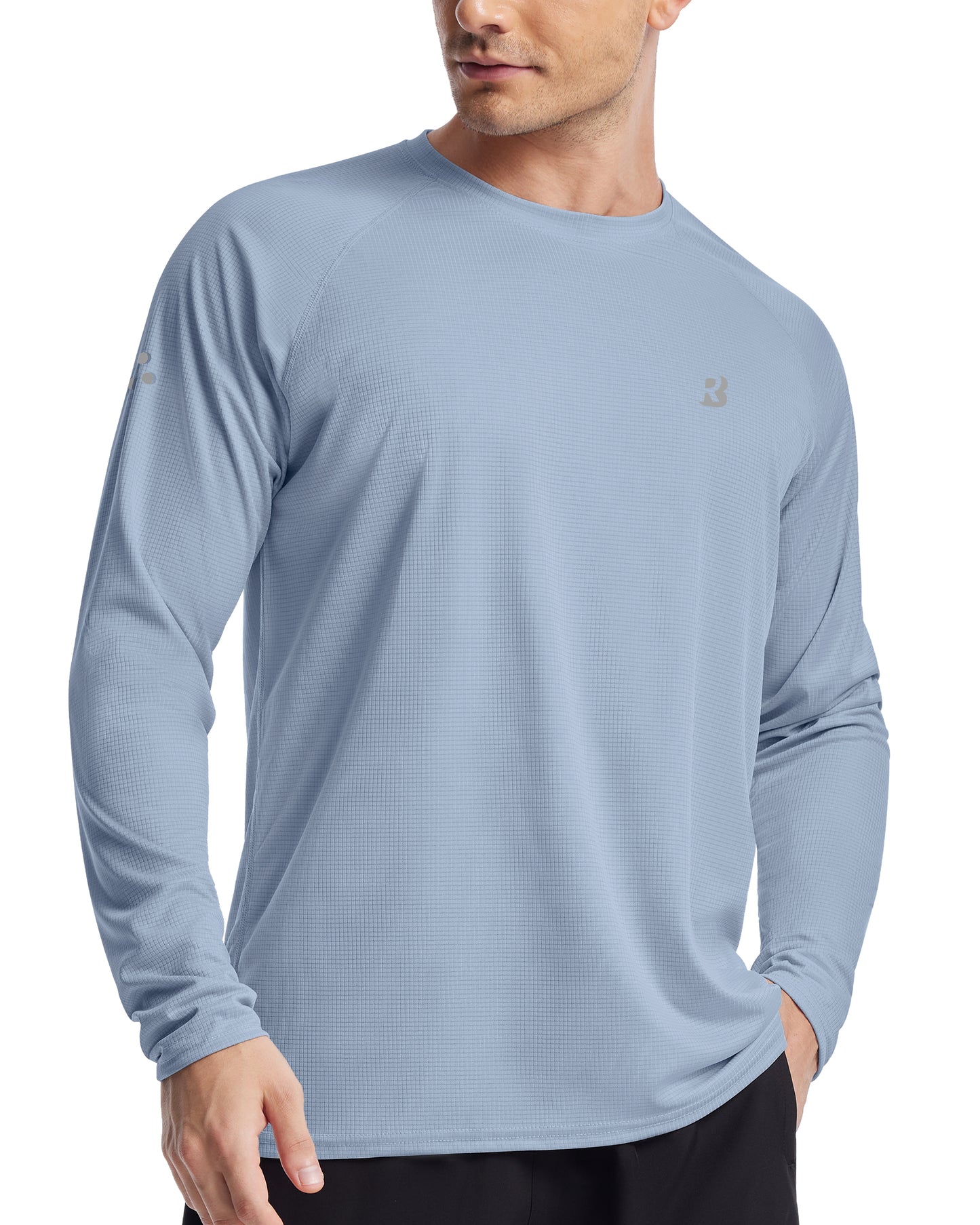 Roadbox Men's UPF 50+ Swim Rash Guard, Long Sleeve UV Sun Protection SPF Water Shirts Quick Dry for Outdoor Fishing Hiking