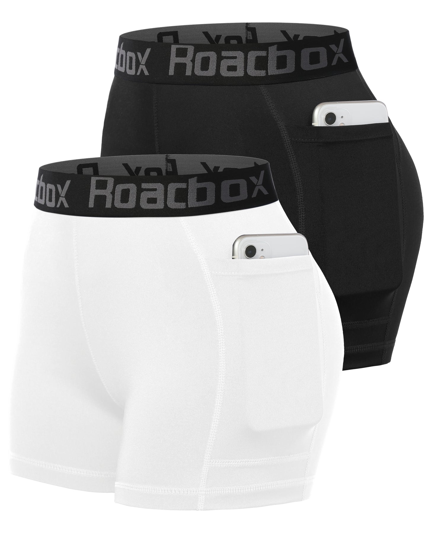 Roadbox 3" Women's Volleyball Spandex Shorts with Pocket/Non-Pocket, 2/3 Pack Compression Shorts for Workout Running Gym Yoga