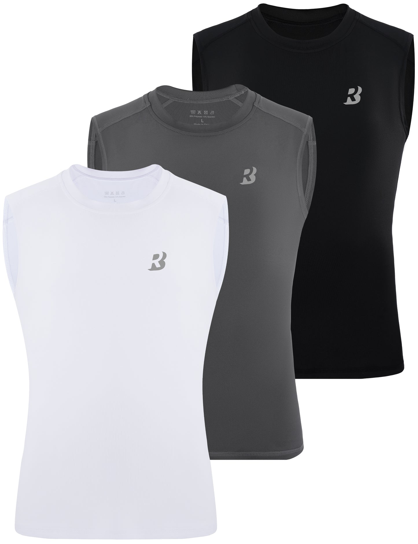 Roadbox Boys Sleeveless Compression Shirt, Youth Quick Dry Undershirt, Athletic Soft Tank Tops Sport Shirts for Basketball