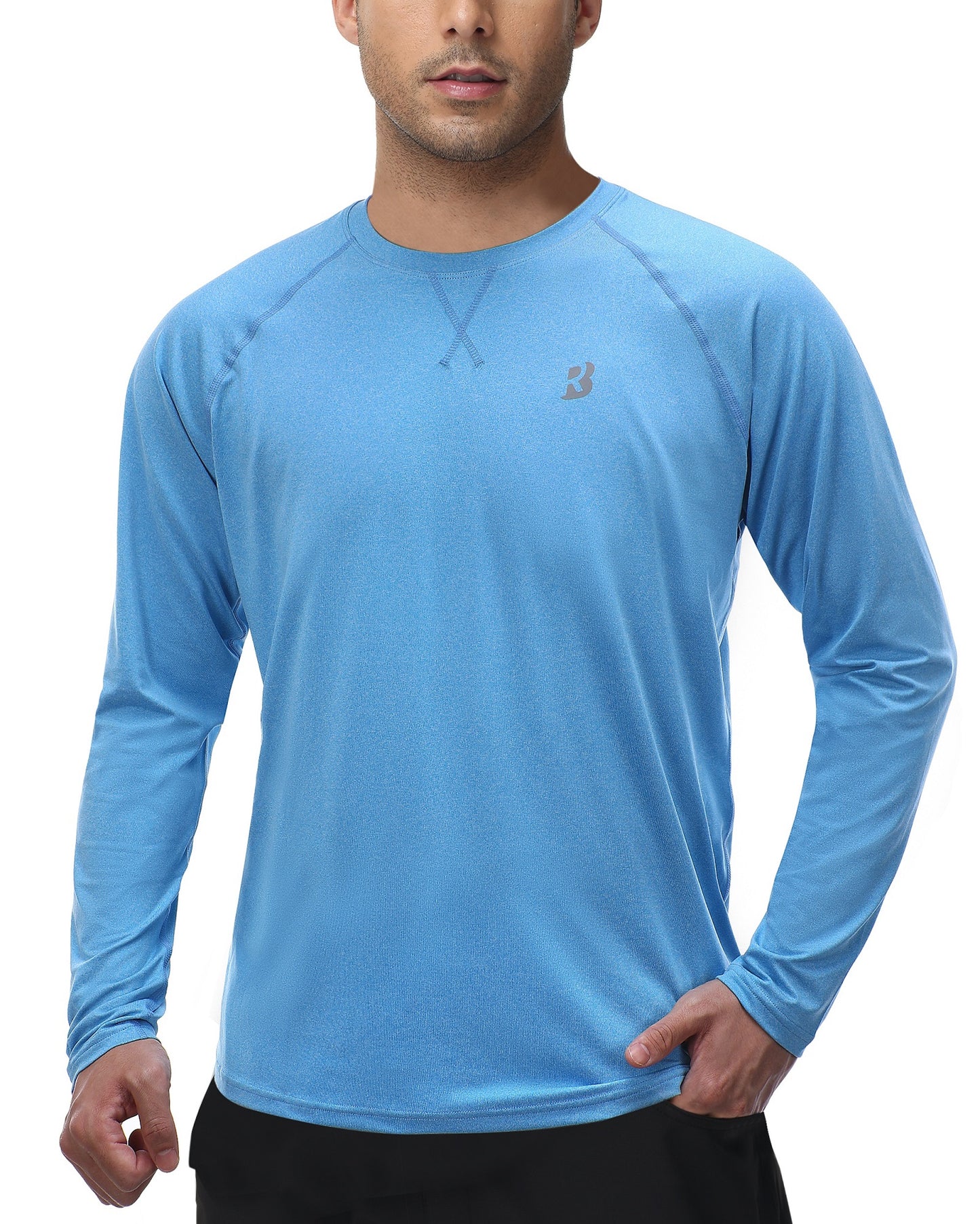 Roadbox Mens UPF 50+ UV Sun Protection Long Sleeve Shirts Rash Guard for Fishing Hiking Swimming Running