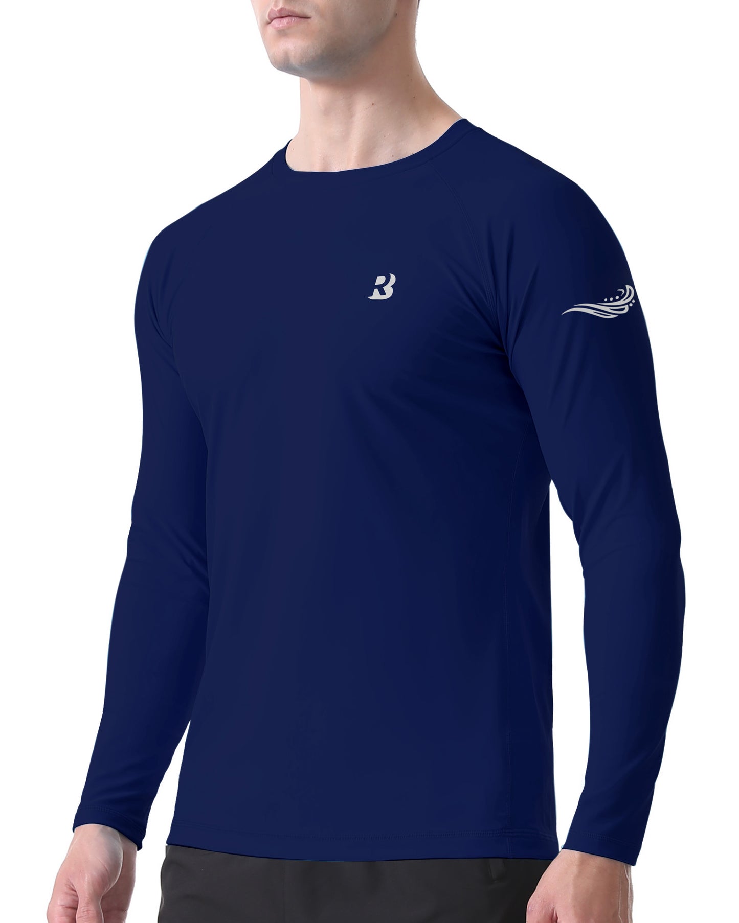 Roadbox Mens UPF 50+ Rash Guard, Long Sleeve Sun Protection Swim Shirt, Quick Dry Fishing Shirts for Beach Surfing Hiking