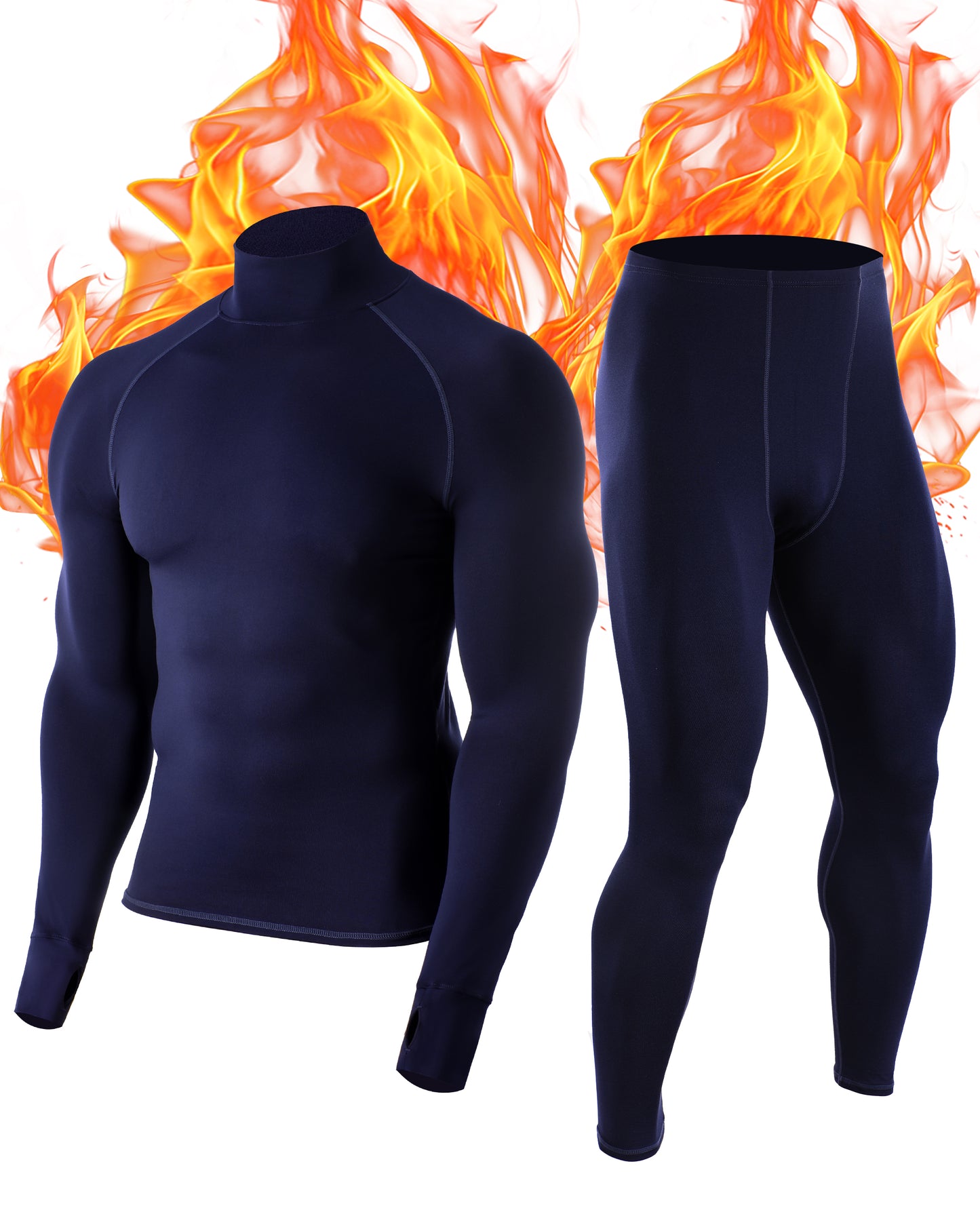 Roadbox Thermal Underwear for Men: Fleece Lined Long Johns Base Layer Long Sleeve Top & Bottom Set