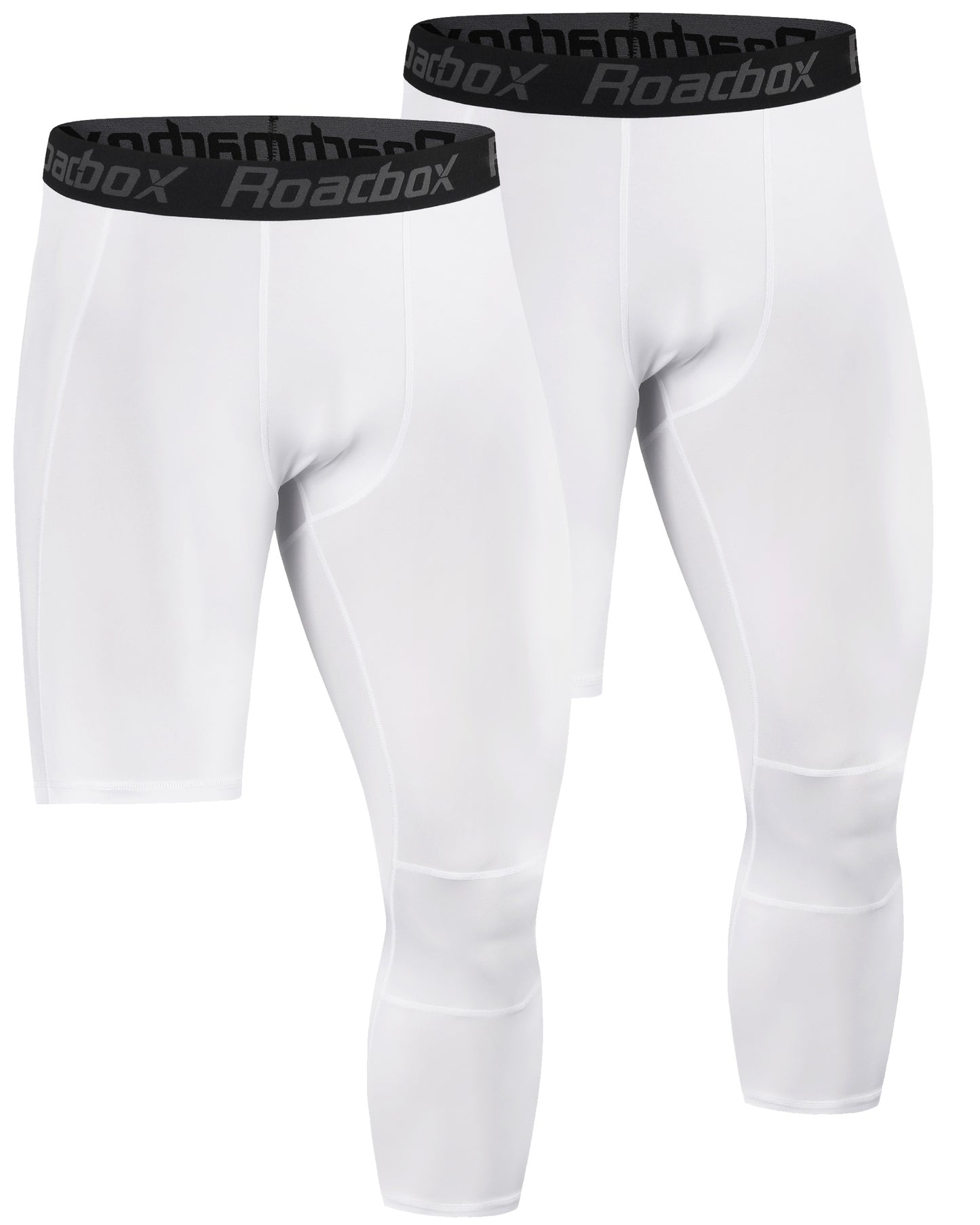Roadbox 2 Pack Men's 3/4 One Leg Compression Pants - Basketball Athletic Running Tights Leggings Spandex Base Layer Underwear