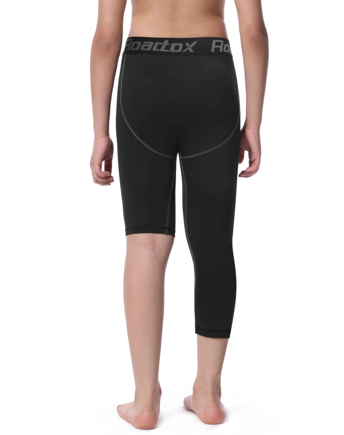 Roadbox Boys One Leg 3/4 Compression Pants 2 Pack - Basketball Tights for Gym Athletic Base Layer Leggings