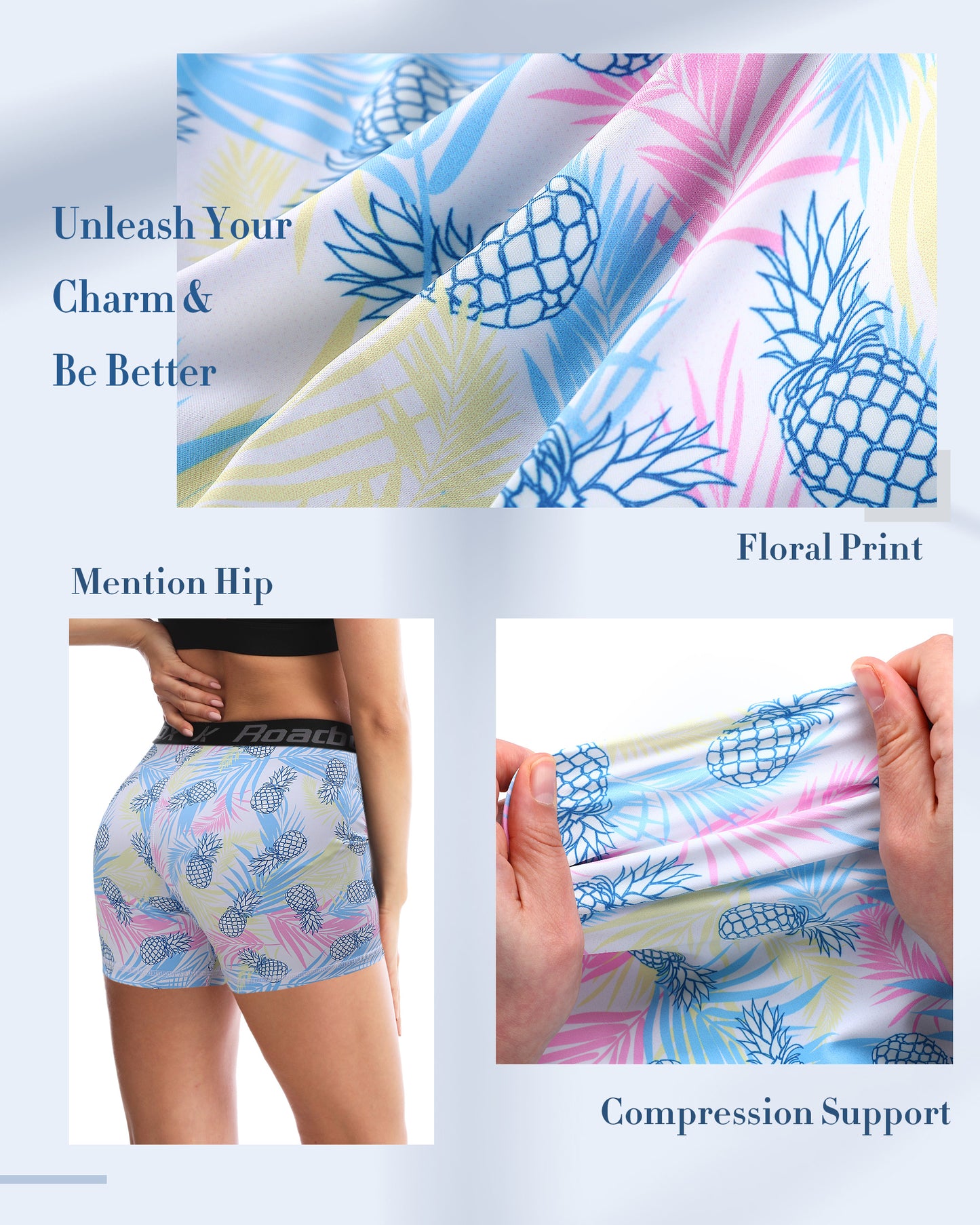 Roadbox Spandex Volleyball Shorts for Women - 4 inch Compression Shorts Summer Outdoor Shorts Cool Dry for Running Workout Yoga
