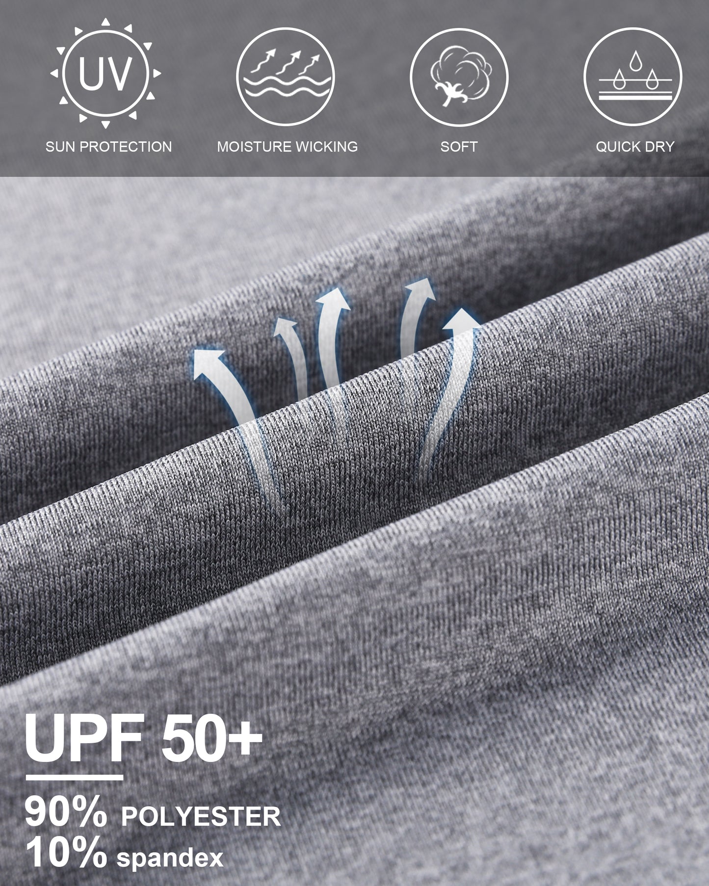 Roadbox Mens UPF 50+ UV Sun Protection Long Sleeve Shirts Rash Guard for Fishing Hiking Swimming Running