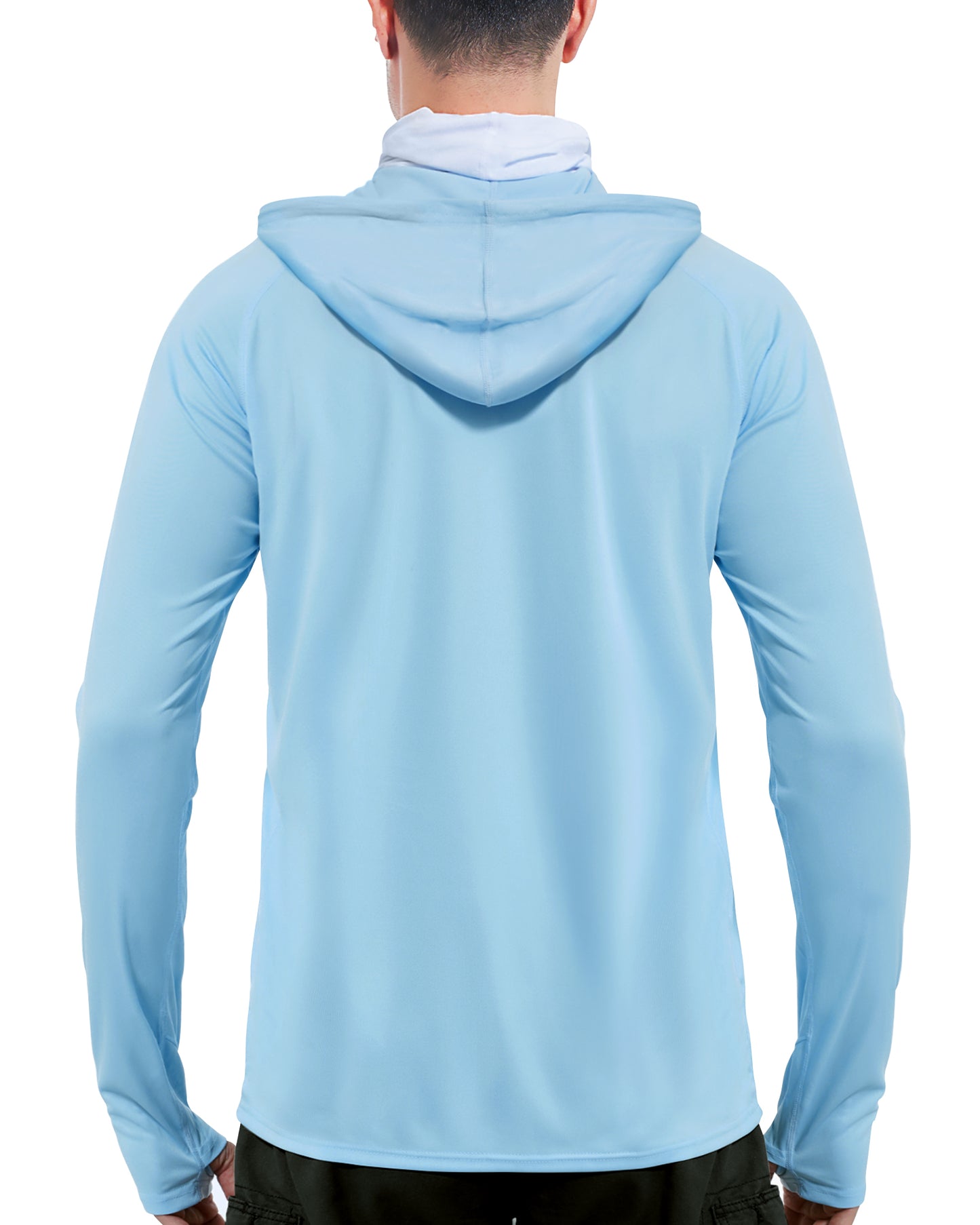 Roadbox Mens Waterproof UPF 50+ Fishing Hoodie Shirt with Mesh Face Mask - Long Sleeve UV Sun Protection Thumbholes Diving Rash Guard for Outdoor Hiking Fishing