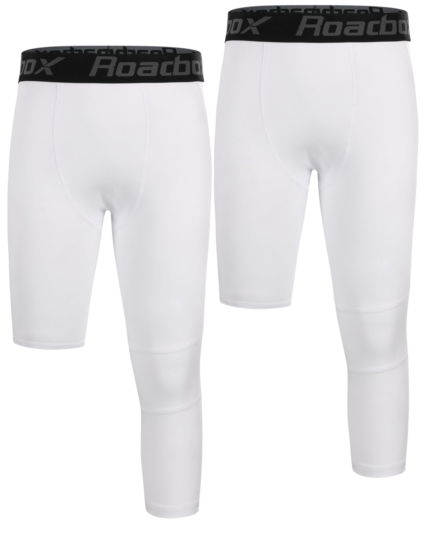Roadbox Boys One Leg 3/4 Compression Pants 2 Pack - Basketball Tights for Gym Athletic Base Layer Leggings
