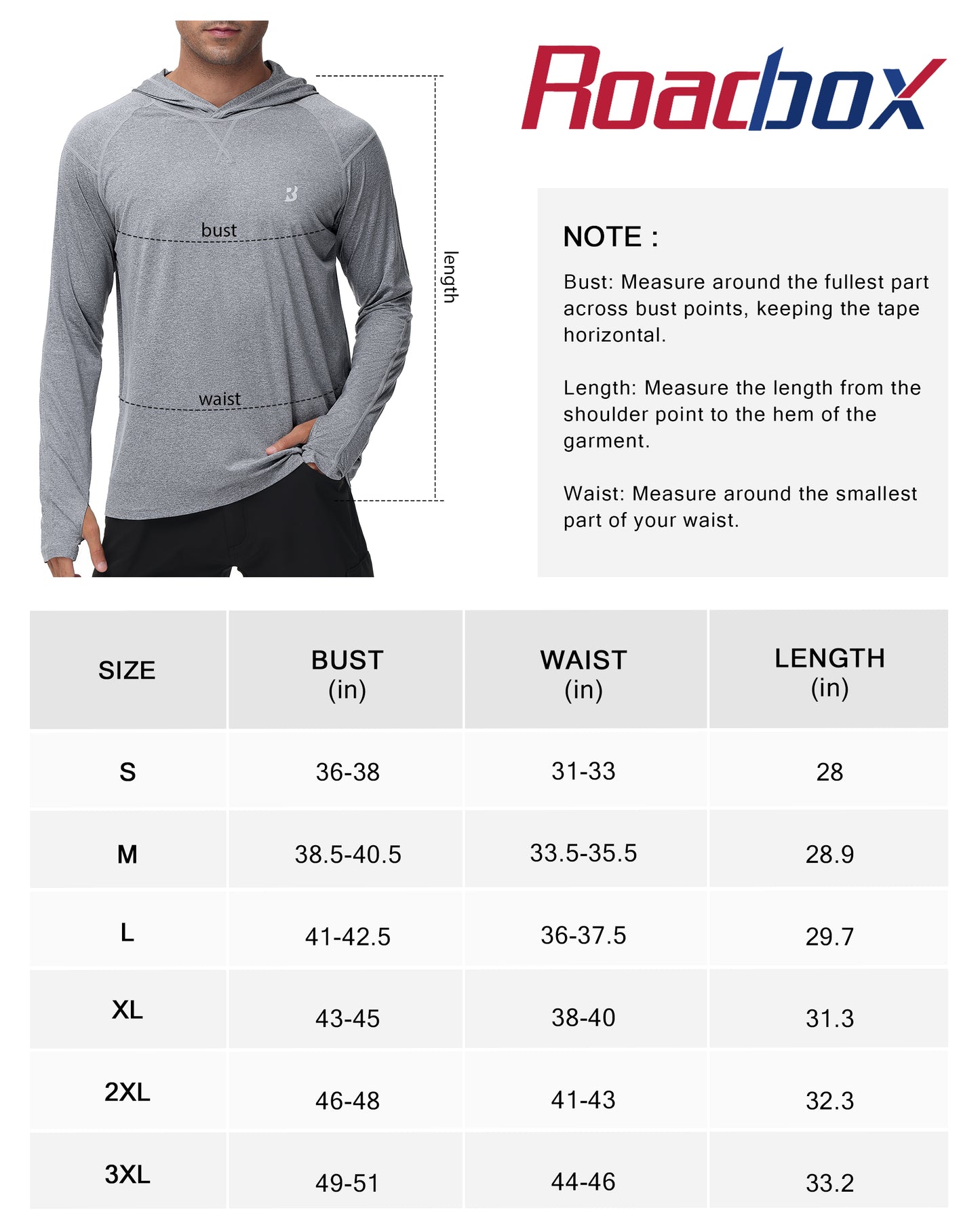 Roadbox UPF 50+ Fishing Shirts for Men Long Sleeve UV Sun Protection Hoodie Outdoor Hiking Shirts