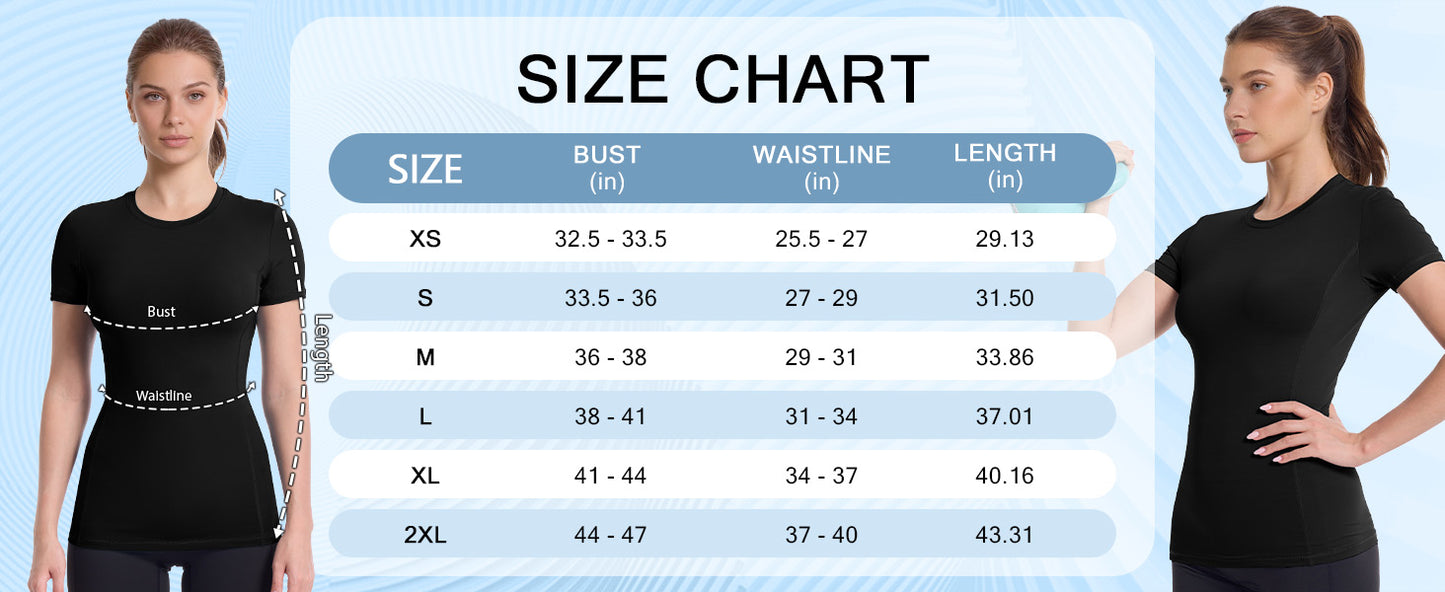 Roadbox Women's Compression Shirt, Slim Fit Short Sleeve Athletic Top, Workout Undershirt for Gym and Yoga