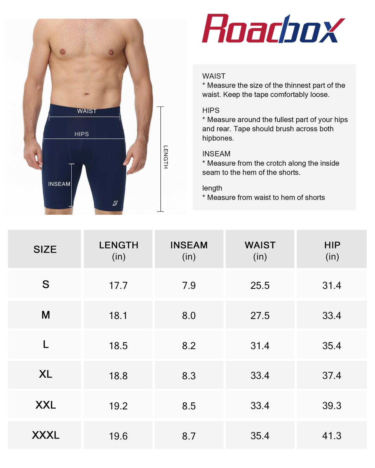 Roadbox Workout Compression Shorts for Men - 8" Running Spandex Shorts with Pockets Gym Sport Athletic Performance Underwear
