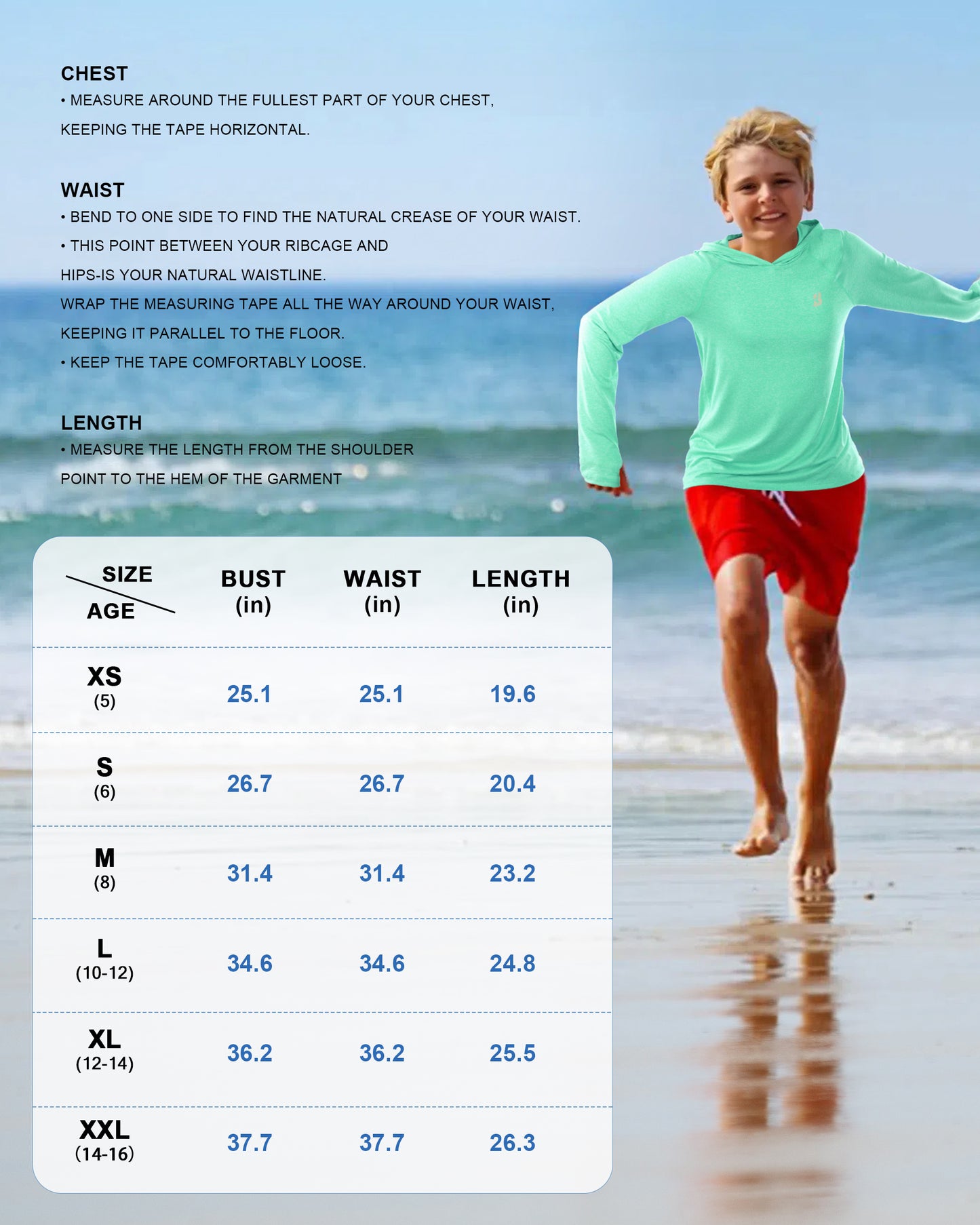Roadbox Boys Rash Guard Hooded Shirt, Kids UPF 50+ Long Sleeve Hoodie, Youth UV Sun Protection Fishing Beach Shirts